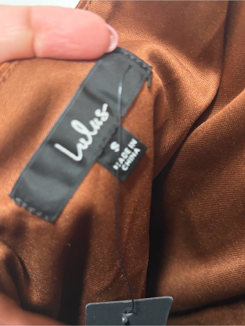 Lulus Beyond Classy NWT size Small Brown Satin Halter Mini Dress - Picture 10 of 15